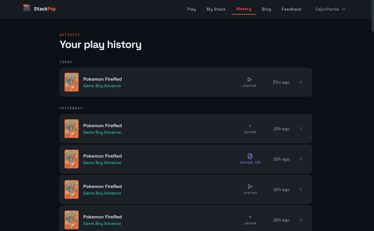Track your gaming history with ratings, notes, and play sessions